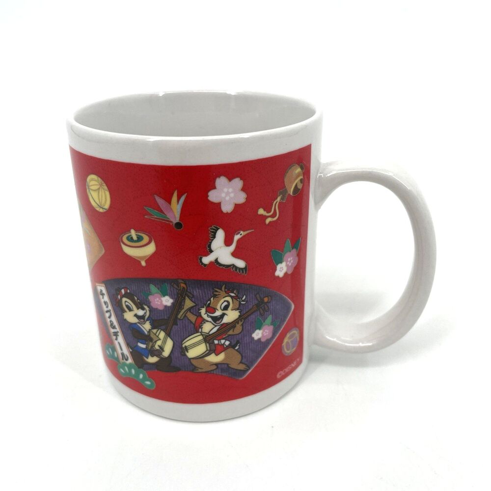 Disney Store Japan New Years Ceramic Mug Mickey Minnie Donald Chip Dale Kimonos